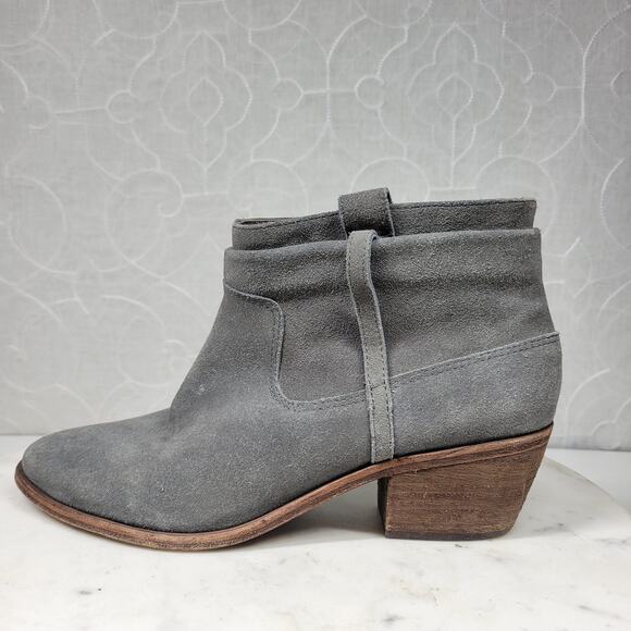 Joie Ajax Ankle Boots Booties Womens 38 US 8 Gray Suede Leather Slouch Slip On - Picture 1 of 16